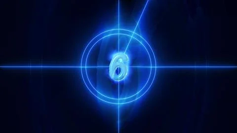 Glowing Blue Countdown Number Six Stock Photos