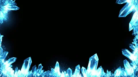 Glowing blue crystal border frame with copy space text overlay, abstract ic.. Stock Footage 342043066