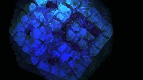 Glowing blue cubes in black background. Stock Footage 334877173