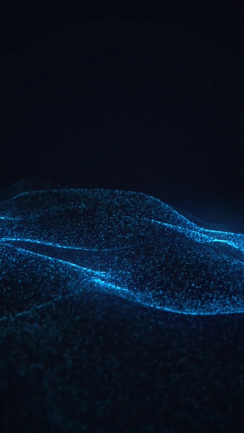 Glowing blue currents interact on a dark background Stock Footage 311804691