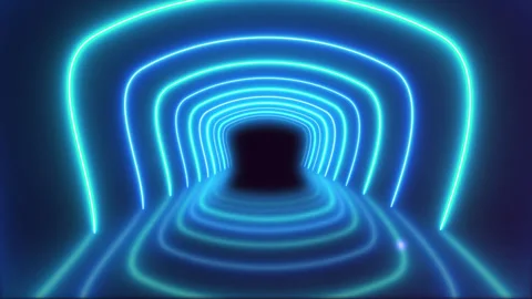 Glowing Blue Curved Arch gate Neon Tunnel Loop Motion Graphic Abstract Sci-.. 库存影片 341534691