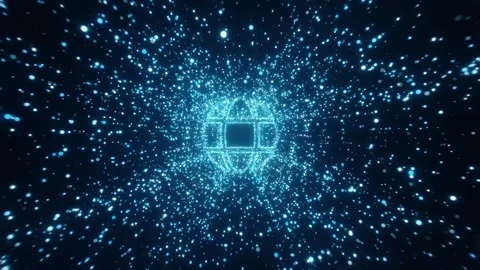 Glowing blue cyber globe made of digital particles and data technology Stock Footage 321966540