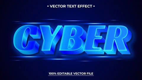 Glowing Blue Cyber Text Effect Vector Graphic 스톡 일러스트