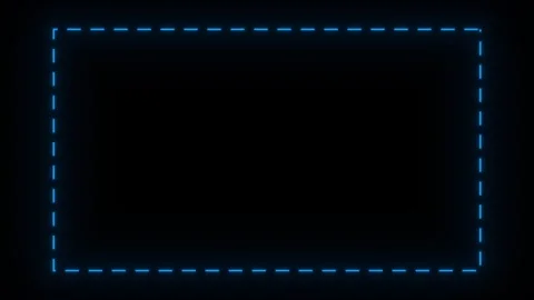 Glowing blue dashed rectangle frame on black background 库存影片 345639818