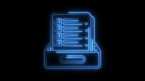 Glowing blue data filing system animation on black background for digital Stock Footage 322971665