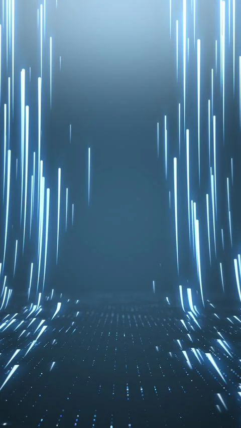 Glowing Blue Data Lines Rising From Digital Grid Seamless Vertical Loop Stockbeeldmateriaal 335364295