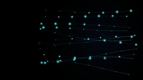 Glowing Blue Data Network Flowing Lines Pulsating Dots Motion Background Stock Footage 345832633