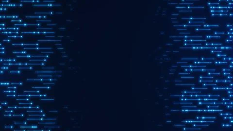 Glowing blue data streams on a dark background, futuristic interface illust.. Illustrazione stock
