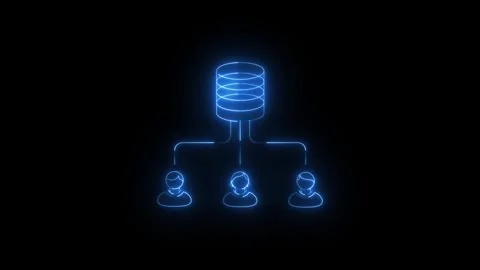 Glowing blue database icon with network connections Video stock 347661694