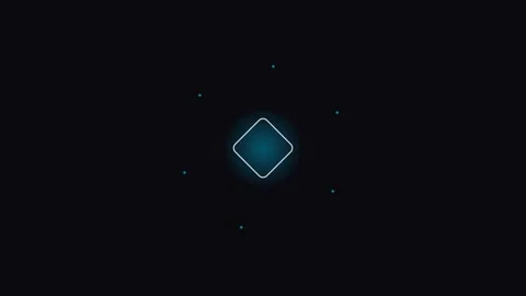 A glowing blue diamond shape centered on a deep black minimalist background Video stock 339614781