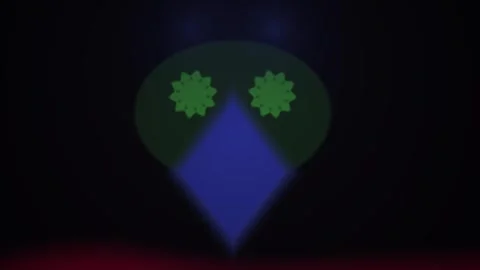 Glowing blue diamond shape with green gears on black background. Stock Footage 336695333