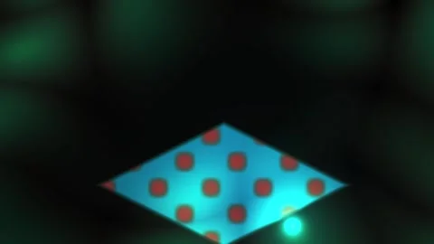 Glowing blue diamond shape with red dots on black background. Stock Footage 337460847