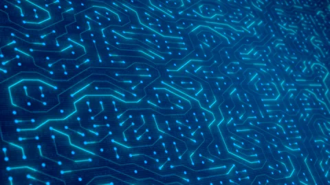 Glowing Blue Digital Circuit Board Pattern Background Animation. Stock Footage 324848016