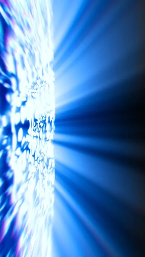 Glowing blue digital code with intense light rays radiating Stock Footage 345811394