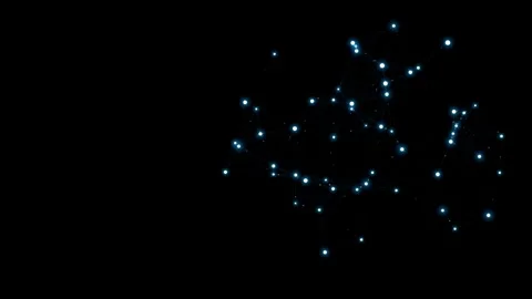 Glowing Blue Digital Data Network Nodes Connecting and Expanding Motion Stock Footage 346172576