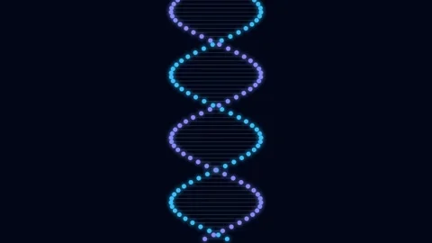 A glowing blue digital dna double helix structure against black background 库存影片 336262548