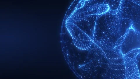 Glowing blue digital globe made of connected points and lines, symbolizing gl Video stock 328707524