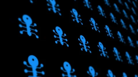 Glowing Blue Digital Key Icons Motion Background Cyber Security Stock Footage 336148973