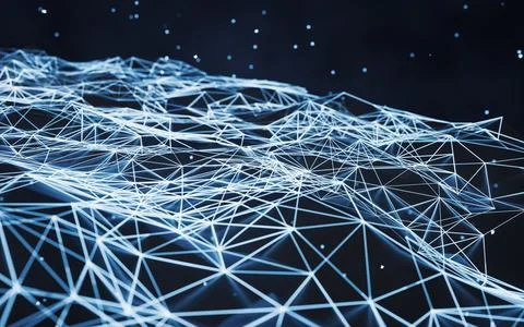 Glowing blue digital lines, 3d rendering. Illustrazione stock