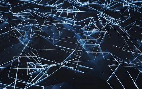 Glowing blue digital lines, 3d rendering. Stock Illustration