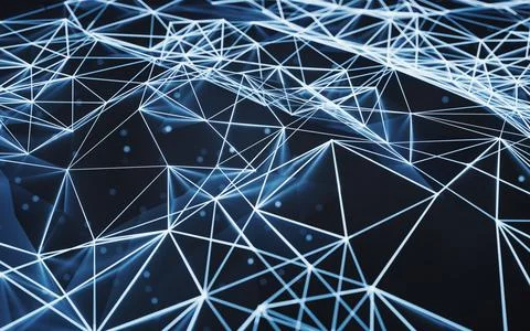 Glowing blue digital lines, 3d rendering. Stock Illustration