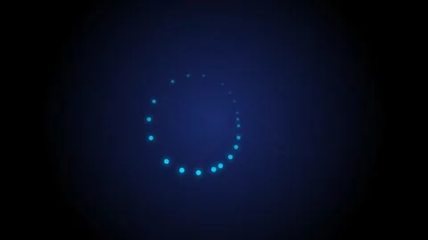 Glowing blue digital loading circle icon on a dark gradient background Stock Footage 339617439