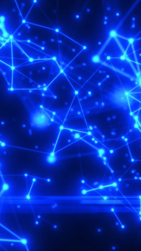 Glowing blue digital network with bright connecting nodes and lines represe.. Stock Footage 320139319