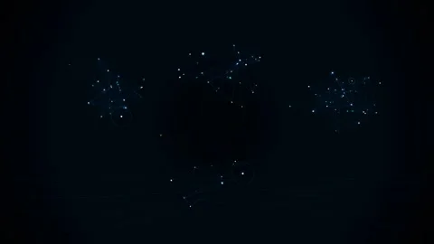 Glowing blue digital network nodes and constellation clusters connecting across  Stock Footage 347915268