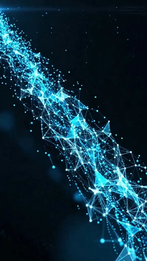 Glowing Blue Digital Network Plexus Stream Vertical Background Stock Footage 342205883