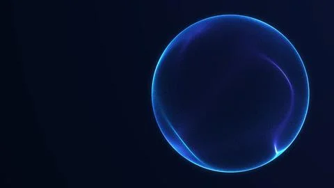 Glowing blue digital orb with subtle particle texture and a deep navy backd.. Stock Illustration
