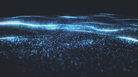 Glowing Blue Digital Particle Wave Landscape Ilustración de archivo