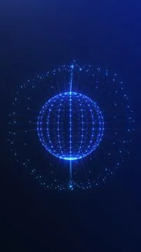 Glowing blue digital sphere made of particles and network grid. Futuristic .. Stock Illustration