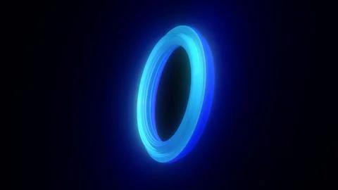 Glowing blue digital vortex ring on dark background, evoking energy, speed,.. Stock Illustration