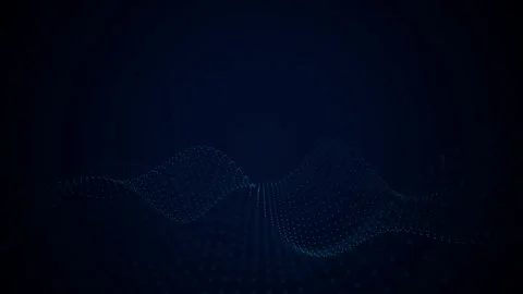 Glowing blue digital wave grid of light particles moving in a gentle motion Stock Footage 340877222