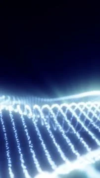 Glowing blue digital wave landscape with luminous particles and soft bokeh,.. 스톡 일러스트