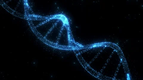 Glowing Blue DNA Double Helix Particle Animation with Futuristic Genetic Stock Footage 338195722