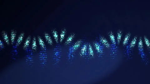 A glowing blue DNA double helix rotates in a seamless loop Stock Footage 341486632