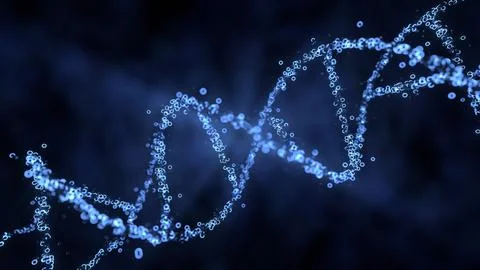 Glowing Blue DNA Double Helix Particle Background Stock Illustration