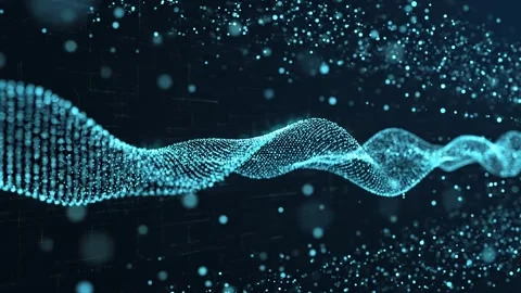 Glowing blue DNA particle helix rotating for biotechnology background 스톡 동영상 343214767