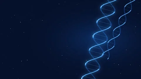 Glowing Blue DNA Strands Rotating on Dark Background Video stock 342585162
