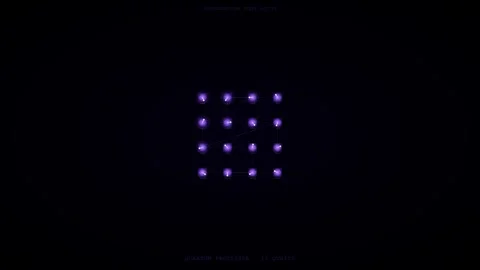 Glowing Blue Dots, Aerial View of Quantum Computer Lights Animation Stock Footage 340365101