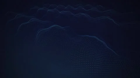 Glowing blue dots undulate across a dark digital landscape Stock Footage 340831305