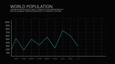 Glowing blue dotted line chart drawing across monthly grid on black background Stock-Footage 347272805