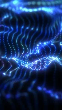 Glowing blue dotted wave lines forming a digital data landscape, futuristic.. イラスト素材