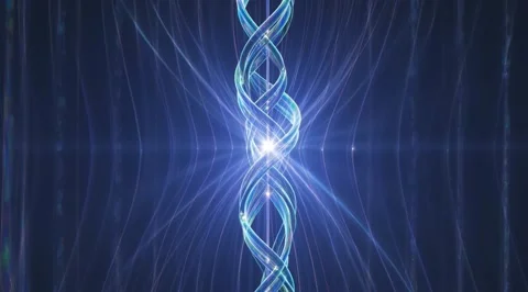 Glowing blue double helix rotating in space Stock Footage 331450820