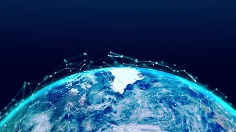 Glowing Blue Earth with Global Digital Plexus Network, Futuristic Planet Stock Footage 331293998