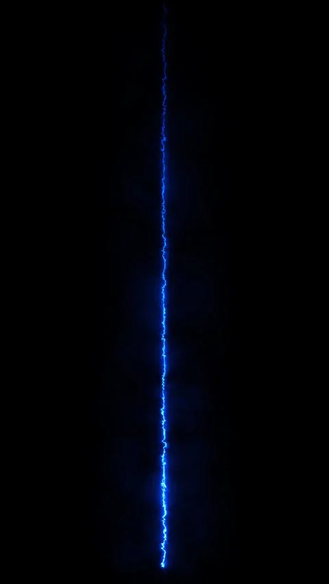 Glowing blue electric lightning bolt discharge isolated on black background. Stock-Footage 337710921