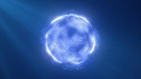 A glowing blue energy sphere with dynamic textures and swirling patterns, emi Illustrazione stock