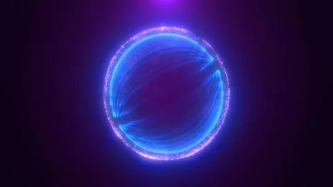 A glowing blue energy sphere made of interconnected light lines, floating i.. Stock Footage 300893127