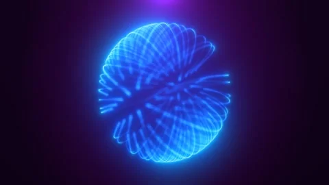 A glowing blue energy sphere made of interconnected light lines, floating i.. Stock Footage 309026671